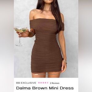 Beginning Boutique Brown Ruched One Shoulder Bodycon Dress